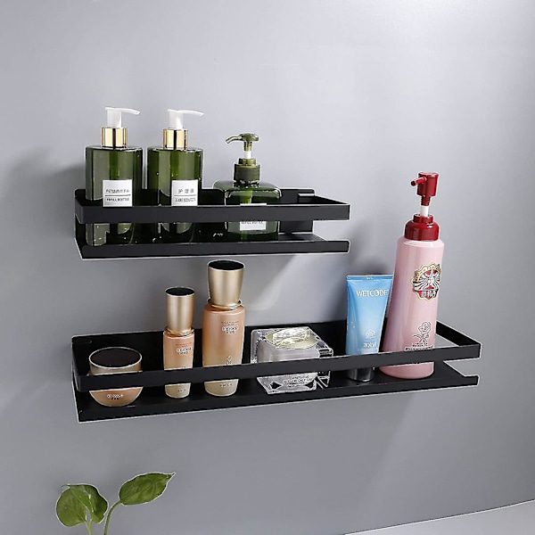 Badrum Vägg Hylla 20-40cm Modern Matt Svart Badrum Köks Dusch Hylla 20cm