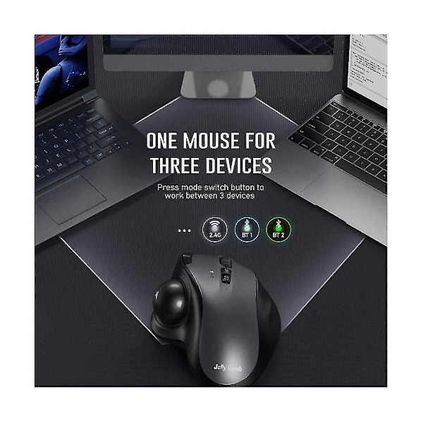 Laddningsbar Spårbollsmus Bluetooth+2.4g Dubbel Läges Trådlös Mus För Pc Dator Bärbar Dator Surfplatta