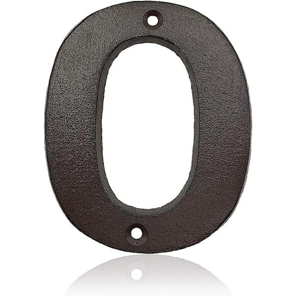 Valurautaiset talon numerot - 4,9 tuuman korkeat kodin osoitenumerot/postilaatikon numerot, numero 0
