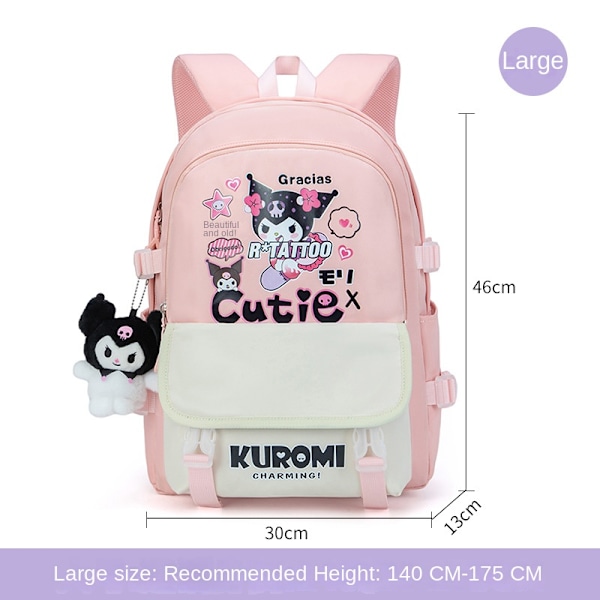 Kuromi co-branded skolesekk jenter ryggsekk for tredje til sjette klasse søte barneskoleelever stor kapasitet ungdomsskoleelever 6120 l 6120 large pink Comes with [Doll + Stationery Box]