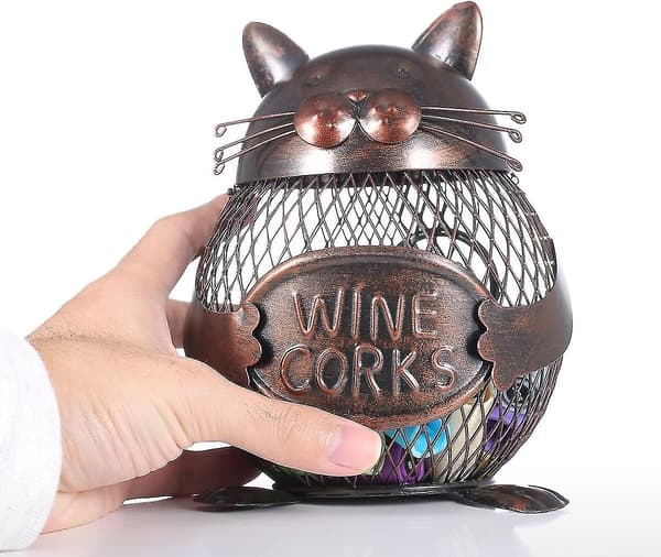 Metal Skulptur Pengeboks Formet Som En Kat