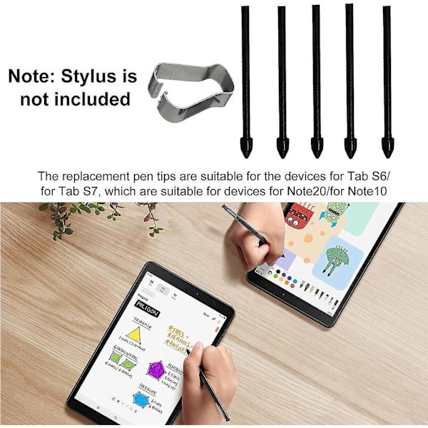 Galaxy Tab S6/S7 Pen Nibs, 10/20/S Pen Nibs, 5x Hvide Udskiftnings-Touch Stylus Spidser Stylus Pen Spidser Touch Stylus Med Fjernelsesværktøj