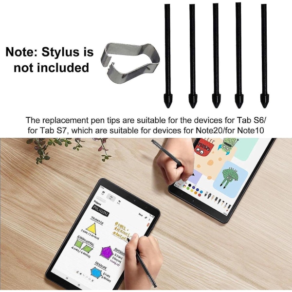 Galaxy Tab S6/s7 pennespisser, 10/20/s pennespisser, 5x hvite erstatningsberøringspenner Pekepennspisser Pekepenntips med fjernverktøy