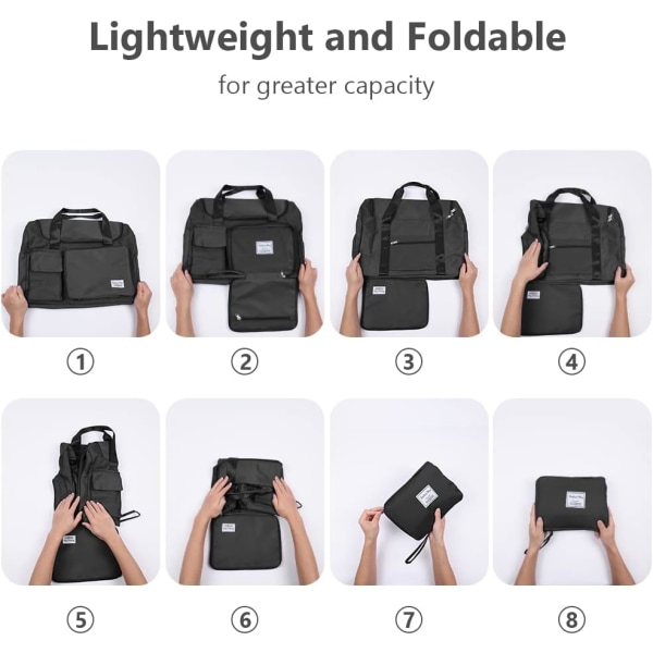 Rejsetaske, Foldbar Gymtaske Overnight Weekendtasker til Kvinder, Let Hospitalspose med Vådt og Tørt Adskillelse, Stor Holdall Taske Cabi