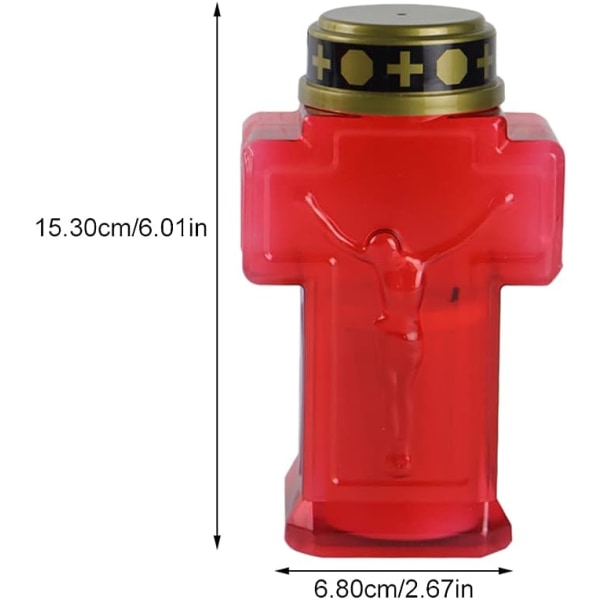 2 stk. Krydshavehave Lys LED Stearinlys Flammeløse Natlys Stearinlys til Påske Udendørs Have Gård Kirkegård Dekoration Rød