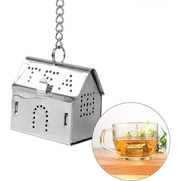 Te-infuser Te-si, Rustfrit Stål Te-brygger med Drypbakke Mesh Te-si Kæde Hængsel Mesh Te-kugle Velegnet til Te-tilbehør