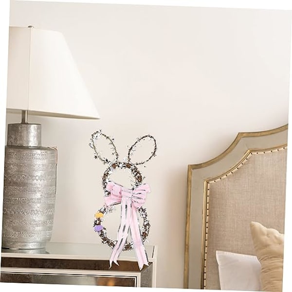 Hængende Kanin Vine Vedhæng Twig Formet Bue Kanin Have Dekorationer Girland Scene Rattan Hjem Krans og Væghåndværk Front Cirkel DIY Ornament Glad Cr
