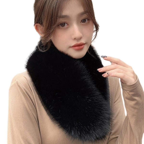 Women's Faux Fur Collar Scarf Wrap Cold Winter Warmerblack