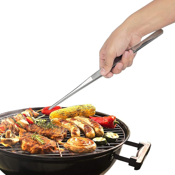 Tang for matlaging i rustfritt stål 12 tommer Kjøkken Tang Matlaging Tang Lang Rustfritt Stål Matlaging Pinsett Metall Tang Grill Tang
