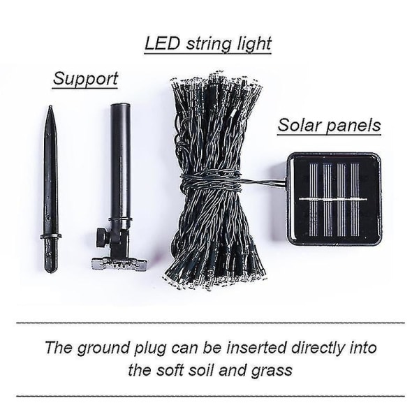LED-dekoration Energiljus Utomhus Fairy String Vattentäta Ljus Gatulampor Sollampor Girlang Semesterträdgård Belysning (Storlek