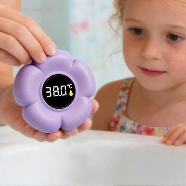 Babybadekartermometer Blomsterformet Termometer til Bad Digital Display Vandtemperaturtermometre Yellow