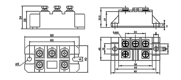 Mds 150a 1600v Trefase Diodebro Modulbrett Mds150a