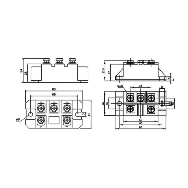 Mds 150a 1600v Trefaset Diodebro-modulplade Mds150a