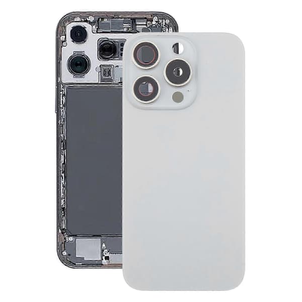 Original glasbatteribagcover til 16 Pro Silver