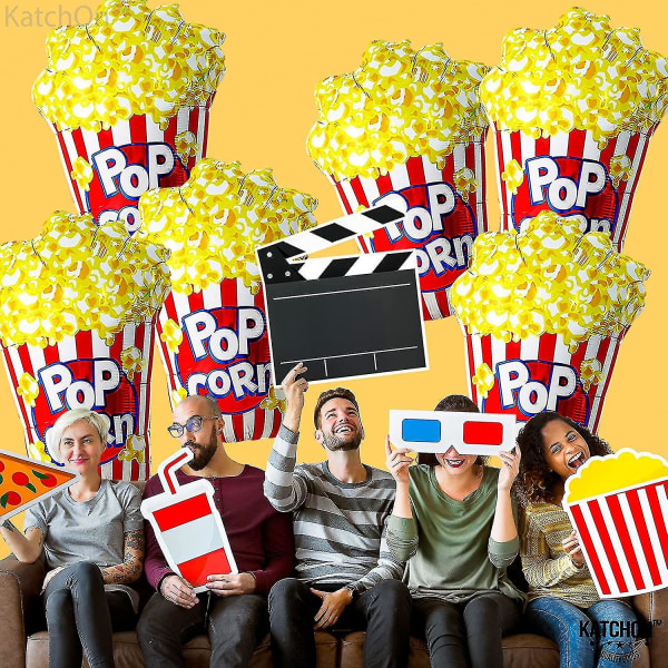Popcornballonger för popcornfestdekorationer - 26 tums popcornfolieballonger | Popcorn Mylar Ballonger För Film Night Themed Par