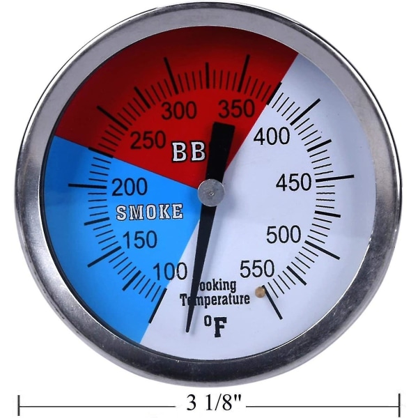 BBQ Kolgrill Grophål Vedrökare Tempmätare Grilltermometer Med 3\" Skaft Rostfritt Stål RWB