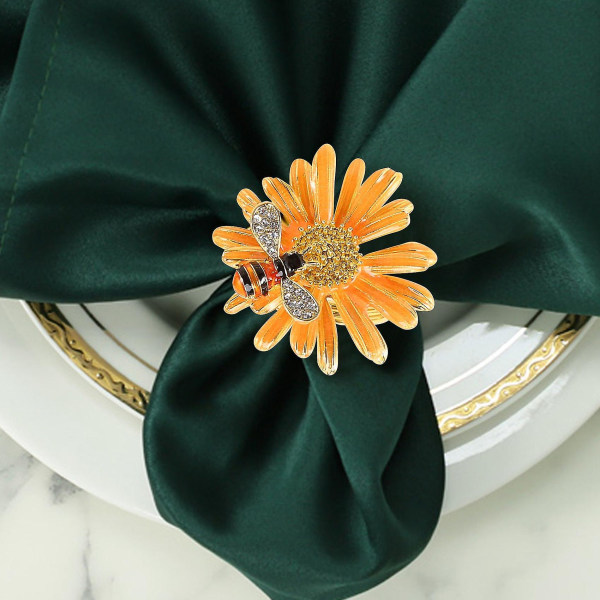 Bi Blomster Servettringar, Servettringar 4-delad Set, Servettduk, Servett Le För Ons