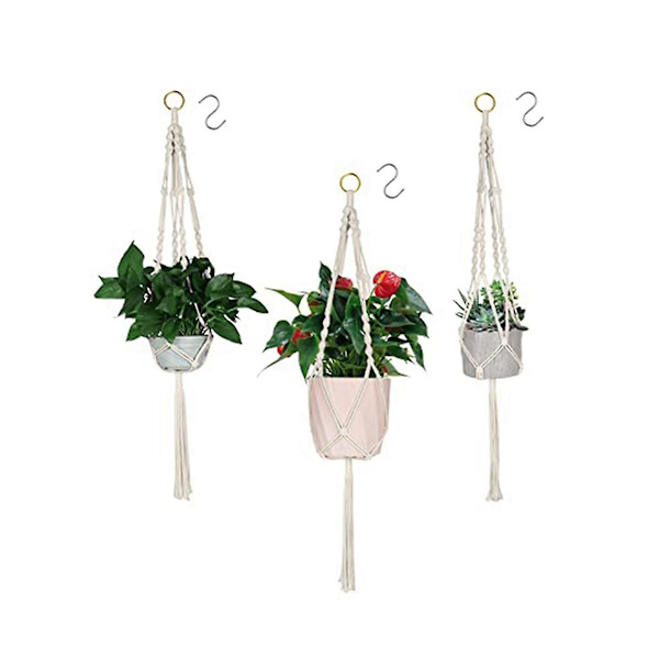 Ripustuskorit kasveille, 4 kpl Puuvillaköysi Makrame Kasvien Ripustuskoukut 4 Koukulla - 80cm & 100cm