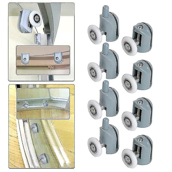 8 st Duschdörrsrullar 25mm Rullguide för Duschkabinetsglas