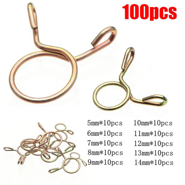 100pcs Hose Clamp Zinc Plated Spring Clips Gear Hose Fuel Line Clamp For Boats With Storage Box 6/7