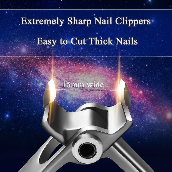 Nagelklippare för tjocka naglar, 15 mm tånagel stora klippare, silver