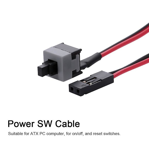 PC-strømkabel 48 cm 2-polet SW-kabel Til/Fra/Nulstil Trykknapp ATX Desktop-datamaskin Kabinett Hovedkort Bryterkabel