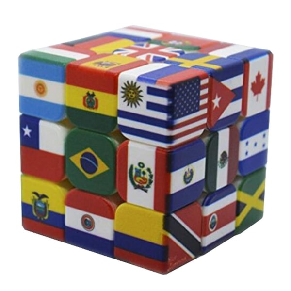 3x3x3 Magisk kube med nasjonalflagg UV-trykk Verdensflagg Puslespillkube Globale jordkart Mark Magico Cubo 3x3 For barn
