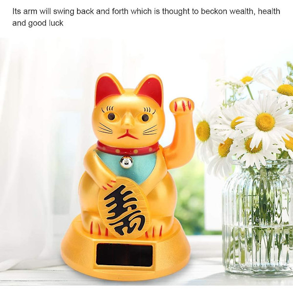 Solar Gold Välkommen Katt Lycka Lyckokatt Vinkande Tassar Feng Shui Katt Hem Butik Bil Dekoration