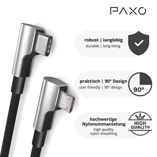 0,3 m Otg Usb-forbindelseskabel, E-cykel Kiox, Yamaha, Micro Usb til Usb C-kabel (oplader Usb C-enheder), 90 graders vinkelstik, Data C