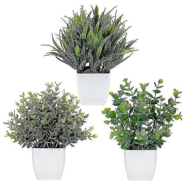 Falske planter i potter 3-pakning kunstig eukalyptus mini potteplante innendørs dekor