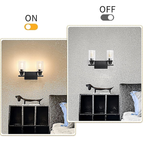 Svart baderom vegglampe Glass skygge vegglampe Retro interiør vegglampe @