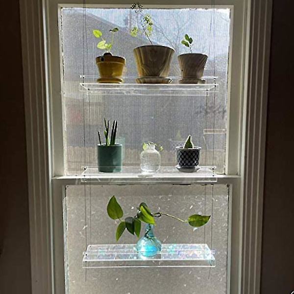 Premium transparenta akrylfönsterhyllor 2/3 lager genomskinlig hängande flytande vägg hylla blomkruka stativ planteringsställ inomhus utomhus dekoration