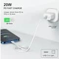iPhone Hurtiglader USB-C Strømadapter 20W + 2m Kabel (Hvit) (1 lader og 1 2m ladekabel)