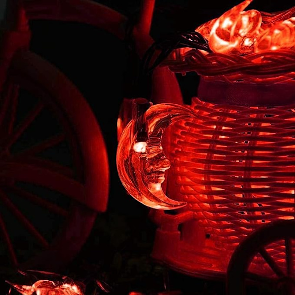 Solcelled Månelys, Måne Fee Lys 6M/30 LED Måne Lysstreng til Haver Hjem Bryllup Julefest Dekoration (Rød)