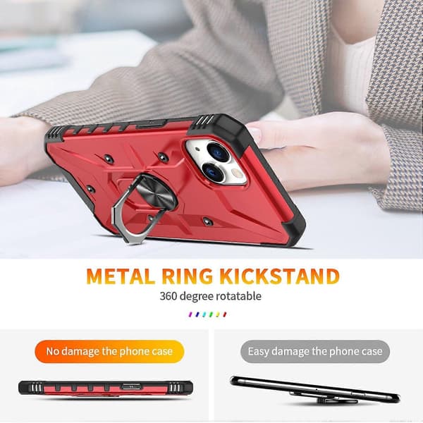 Lemonda för iPhone 15 TPU+ PC Skyddande Mobilskal Ringhållare Stöd Baksida - Röd Style Red