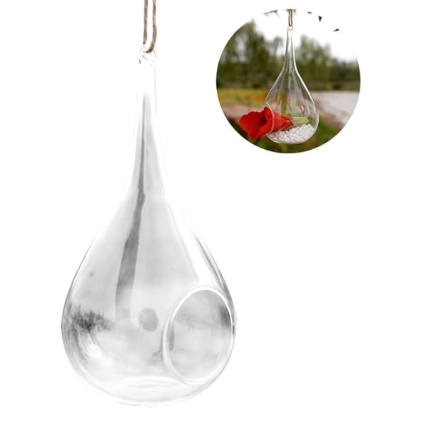Transparent hängande planter glas terrarium vas blomkruka för hemmakontor trädgårdsdekoration (Teardrop)