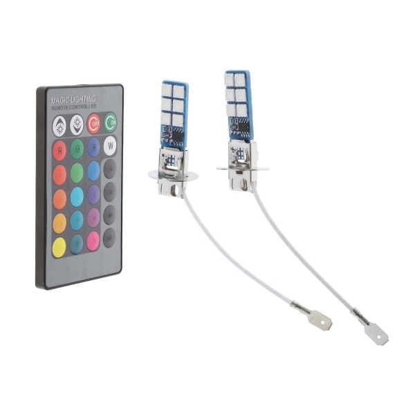 2 stk 880 881 H1 H3 RGB LED Bil Frontlys Tåkelys Pærer H3 Plugg