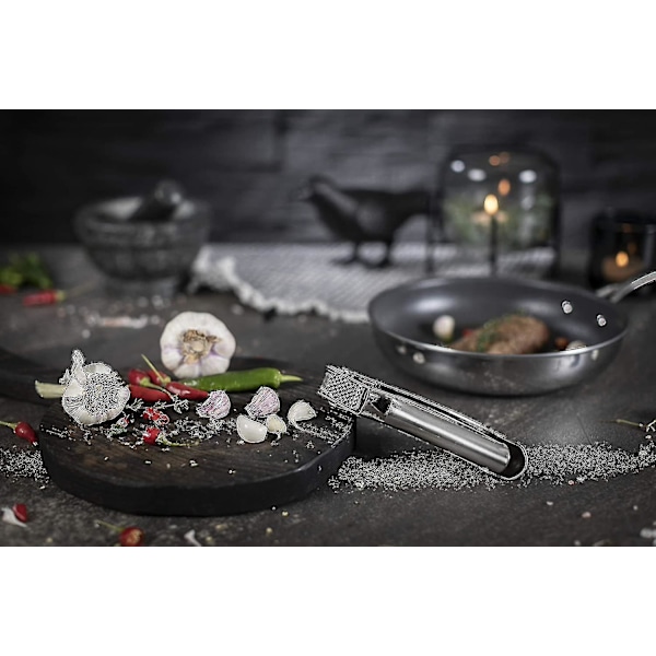 Rikon Epicurean Hvidløgspresser, Rustfrit Stål, 6,5 x 1 x 1,5 Tommer, Sølv