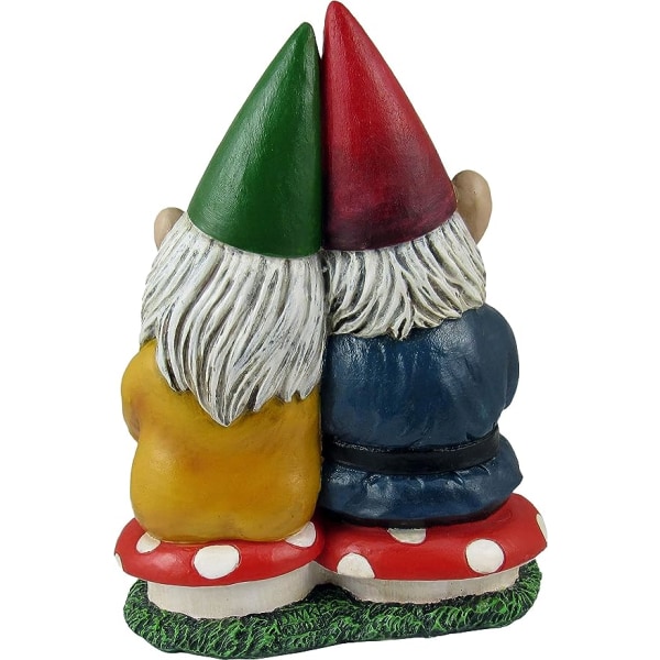 Världen av Underverk Tomte & Föralltid - Bedårande Handmålad Tomtepar Förälskade med Hjärtformad Föralltid Träskiva Inomhus Utomhus Figur Söt Romantisk