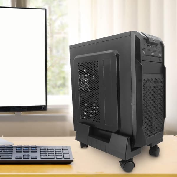Datorställ, Justerbart PC-Ställ med Rullande Hjul, Justerbart Mobilt CPU-Ställ för Golvmatta Speldatorhölje, Passar Hem