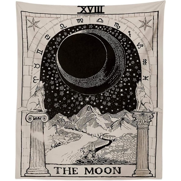 Månen, stjernen og solen Tarot-veggoppheng, middelaldersk spådomsvev i europeisk stil