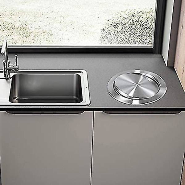 Affaldsdæksel af stål affaldsdæksel skylles indbygget balance svingflip skraldespand til køkkenbordplader