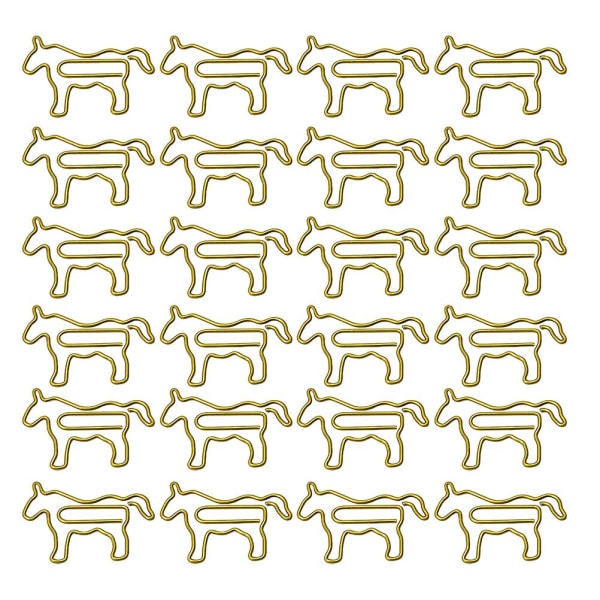50 st Bedårande hästformade gem Kreativa bokmärken Pappersklämma nålar för hemmakontorskola (gyllene häst)