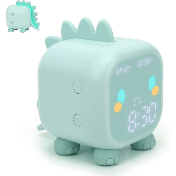 Väckarklocka för barn, digital väckarklocka för barnrummet, väckningsljus med USB väckarklocka (grön)