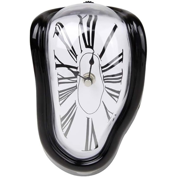 Melting Clock, Salvador Dali Watch Smeltet klokke for dekorativ hjemmekontorhylle Skrivebordsbord Morsom kreativ gave, Roman Black