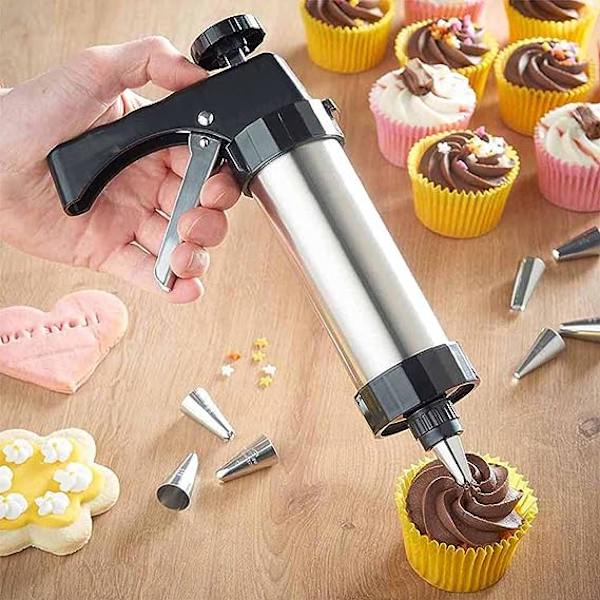 Evästepuristimen ase sarja, Ruostumaton teräs Jäätelön koristelu puristimen ase sarja 13 levyllä ja 7 jäätelön kärjellä Koti DIY, Keksi valmistaja ja koristelu, Musta