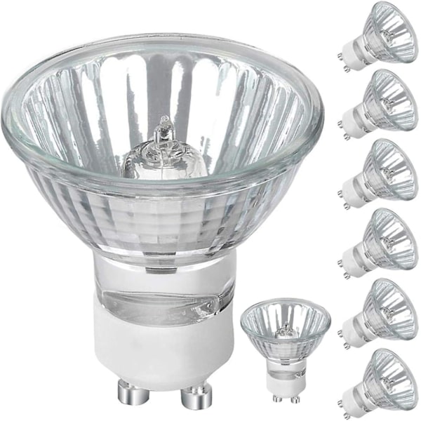 GU10 Halogenpære, 50W 230V Dæmpbar GU10 Pære, 500lm Varmt Hvidt 2700K, Til Skabbelys, Displaybelysning (8 stk.)