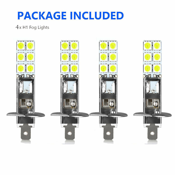 4 kpl H1 6000k Super White 80w Led -ajovalopolttimosarja sumuajovalot