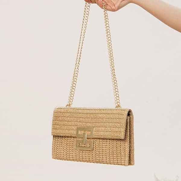 Kvinders sommer strandtasker halm clutch tasker vævede håndtasker halm crossbody tasker