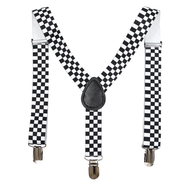 Ternet Clip-on Selestykke Elastisk Y-formet Suspender (sort+hvid)